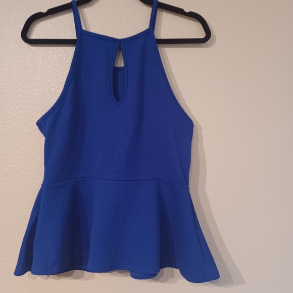 Miley and Molly Blue Sleeveless Peplum Top Size Large - Picture 7 of 9